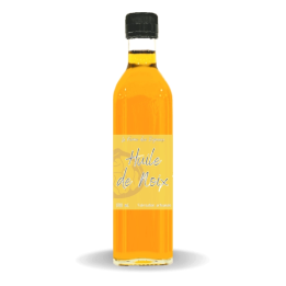 Vue de face d'une bouteille d'huile de noix de 500ml.
